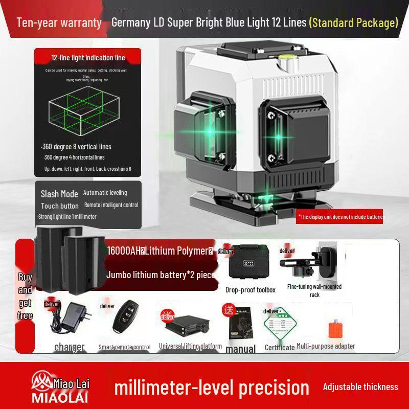 Projetor de Parede e Chão Autonivelante a Laser Infravermelho de Alta Precisão com 12 Linhas 2025