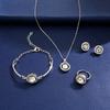 4Pcs/Set Necklace Earrings Ring Bracelet Hollow Out Heart Pendant Jewelry Korean Style Simple Jewelry Set for Daily Wear