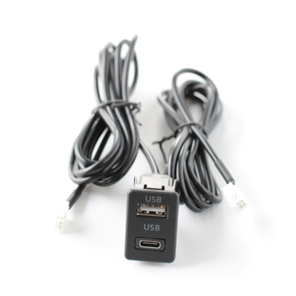 Efficient Car Dash Mount USB+TYPEC Port Panel Interface Extension Cable Adapter