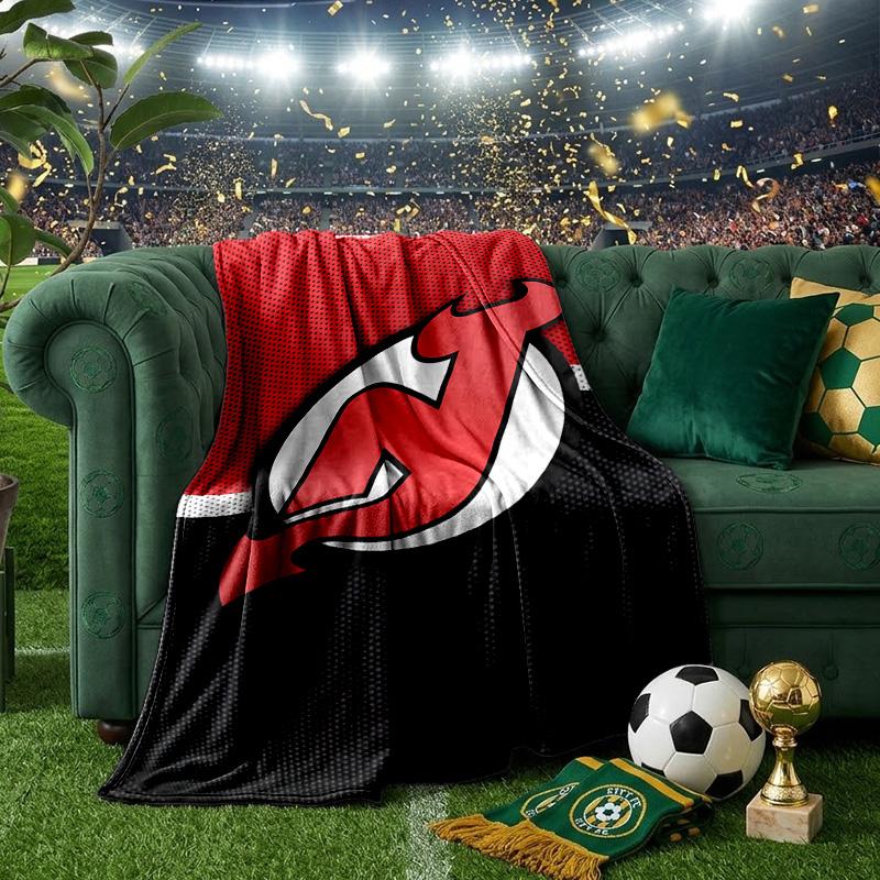 Jersey Devils Logo Throws Blanket Flannel Blankets Plush for Couch Bed Gifts for Men Women Travel picnic blanket Christmas fan gifts