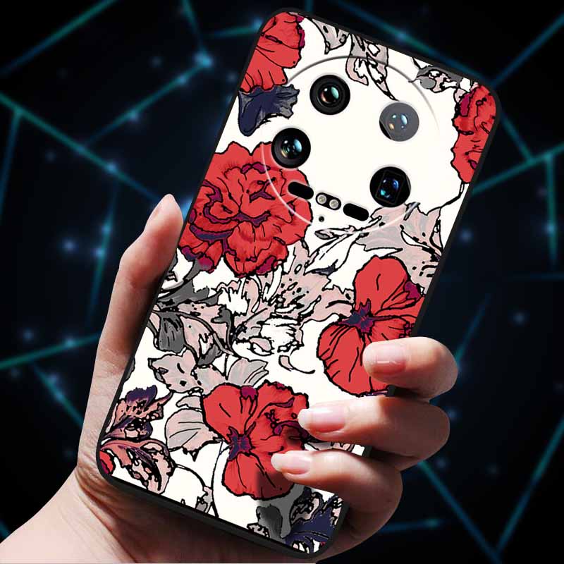 Pour Xiaomi 14 Ultra Coque 15Ultra 13Ultra Pare-chocs Souple en Silicone Fleurs 3D Gaufrées Coques de Téléphone pour Xiaomi 15 Ultra Coque Arrière Funda
