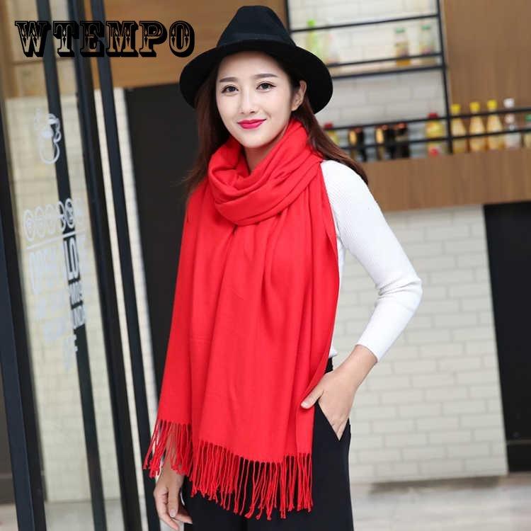 

Женские кашемировые шарфы с кисточками, мягкие однотонные теплые длинные шарфы с запахом, повседневная женская зимняя шаль