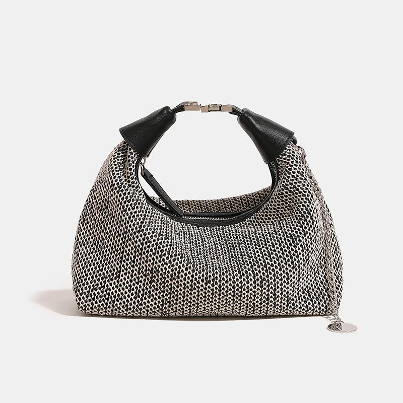 Summer Straw Woven Handbag for Women 2024 New Fashionable Commuting Woven Beach Shoulder Crossbody Bag чёрный