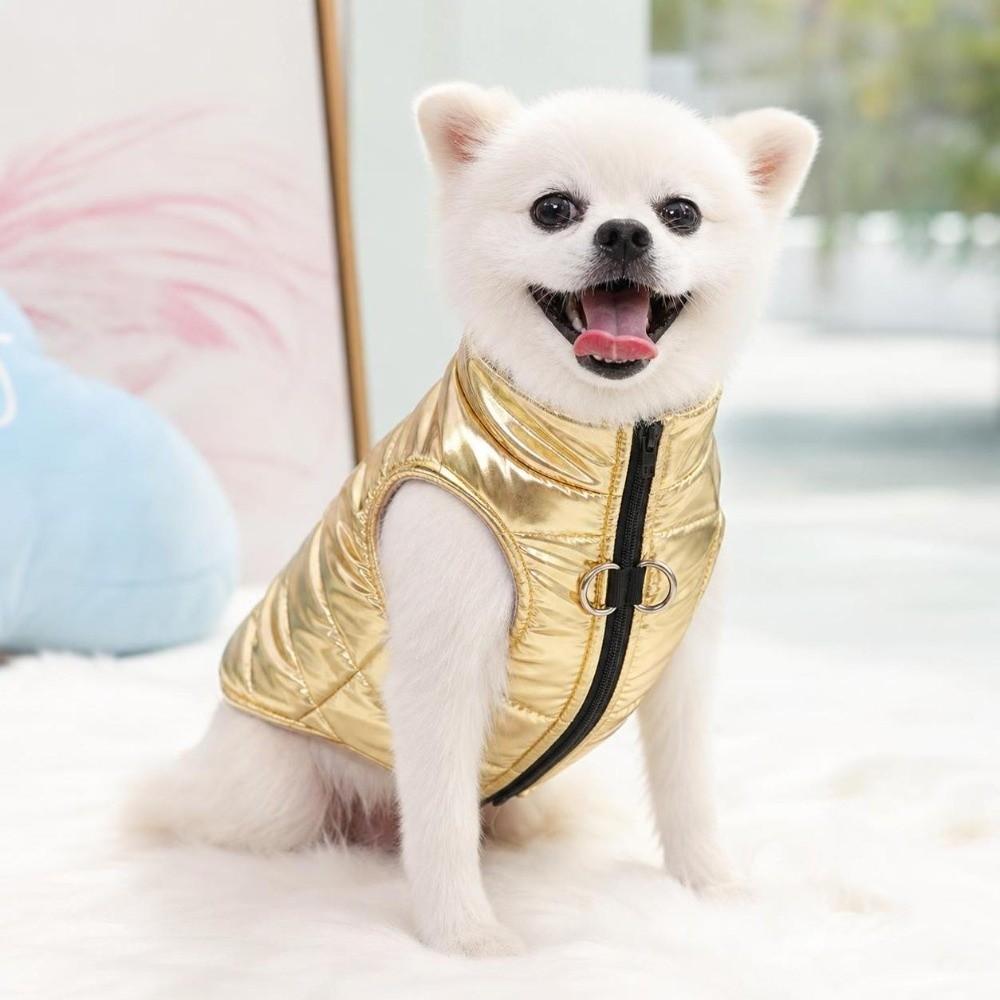 Fashion Winter Dog Warm Clothes Windproof Thickened Dog Hiking Jacket Shiny With D-ing Dog Vest Coat for Small Medium Dog