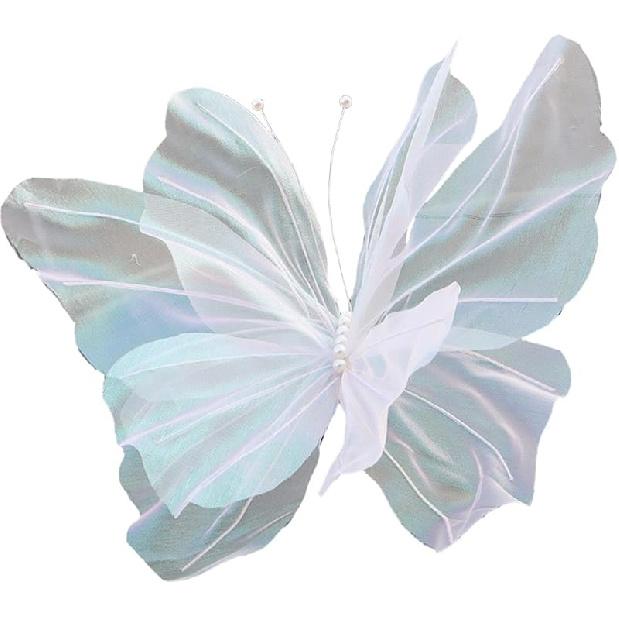 Silk Yarn Artificial Butterfly Giant Gauze Fake Butterfly Mesh Photography Props Mariage Decor for Wedding,Outdoor,Bedroom, White