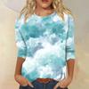 Women's Fashion Casual Round Neck Three-quarter Sleeve Gradient Print T-shirt Top