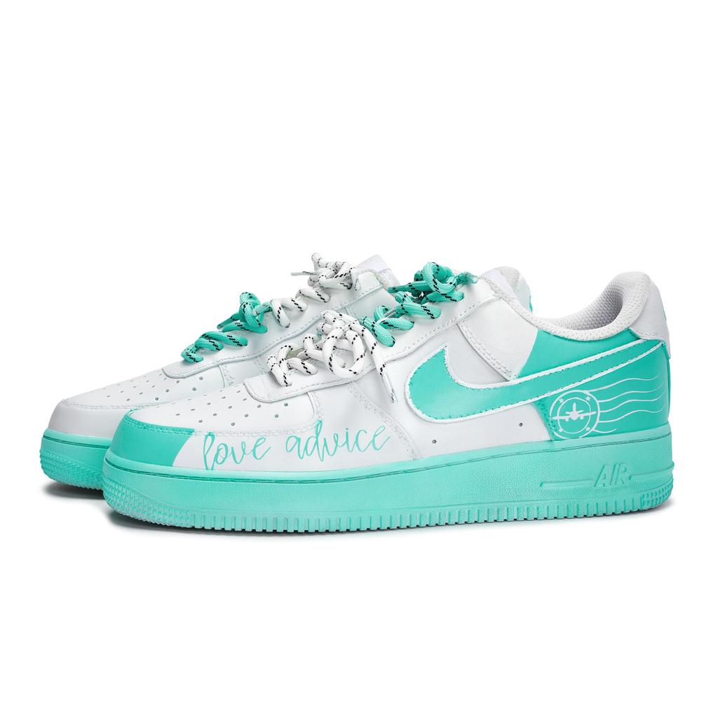 Nike Air Force 1 Rutschfeste Low-Top Skateboard-Schuhe Unisex Weiß Tiffany CW2288-111(Team80-SBOX)