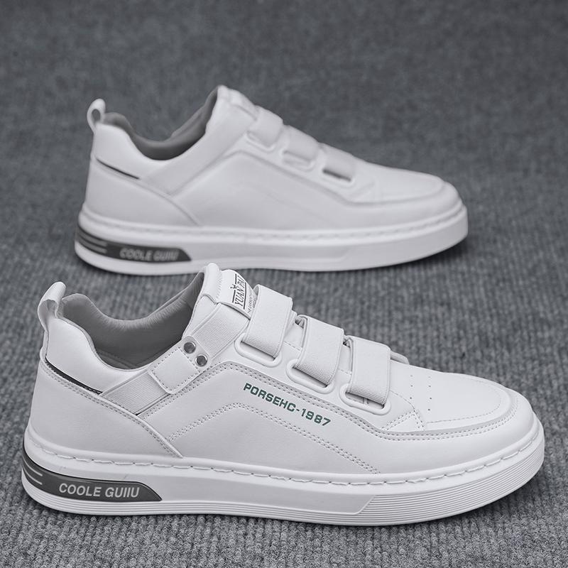No shoelaces, new autumn little white board shoes, sports and leisure leather shoes, trendy shoes