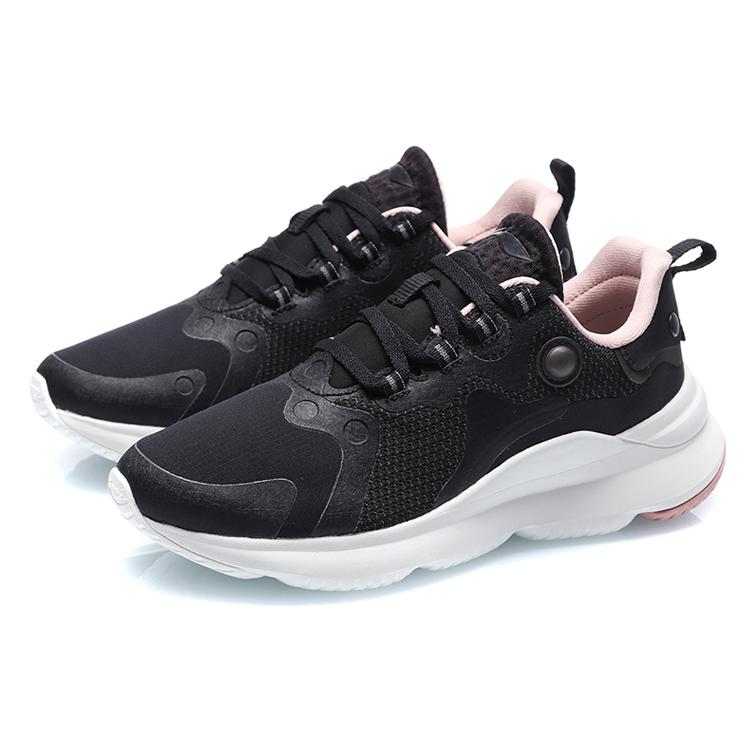 New LiNing Cushioning Anti Slip And Wear Resistant Low Top Running Shoes Women's Black Pink AREQ026-1
