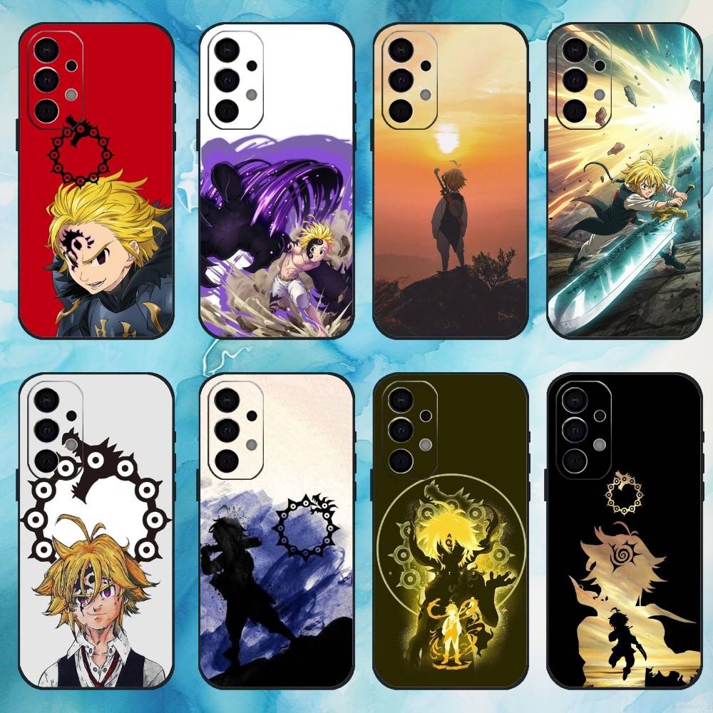 Seven D-Deadly Sins Meliodas Phone Case For Samsung S 25,24,23,22,30,21,10,9,Ultra,Plus,Lite,FE,4,5 G Soft Black Case