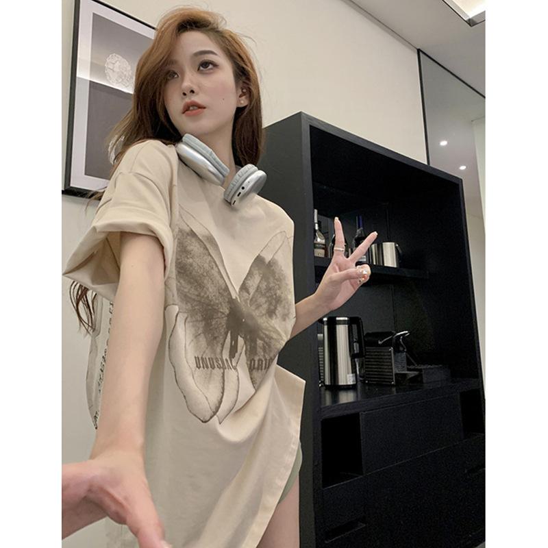 T-shirt Western Style Butterfly Print Loose Short-sleeved Summer Temperament Top Women's Clothing