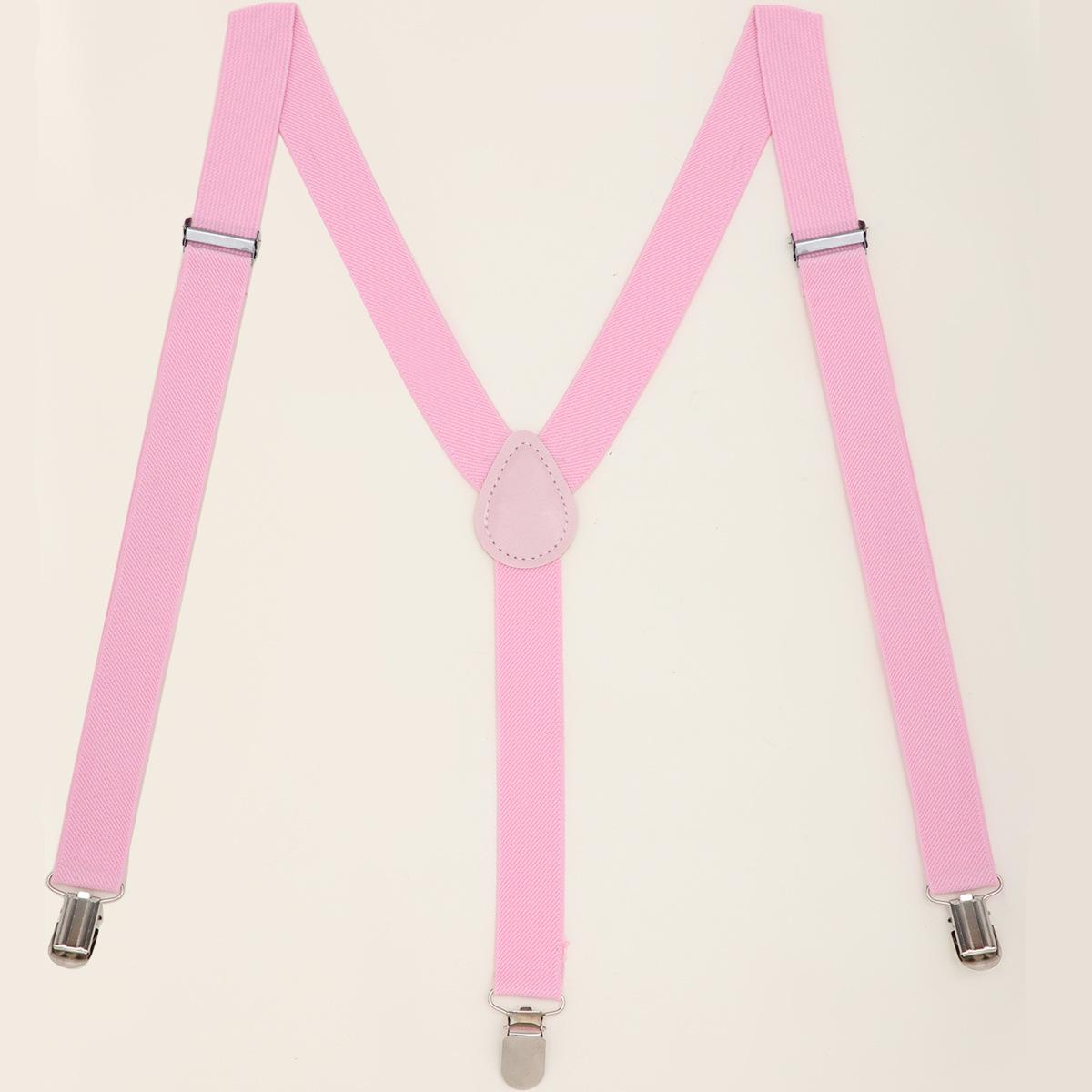 

Цветные регулируемые эластичные подтяжки унисекс с 3 зажимами розовый