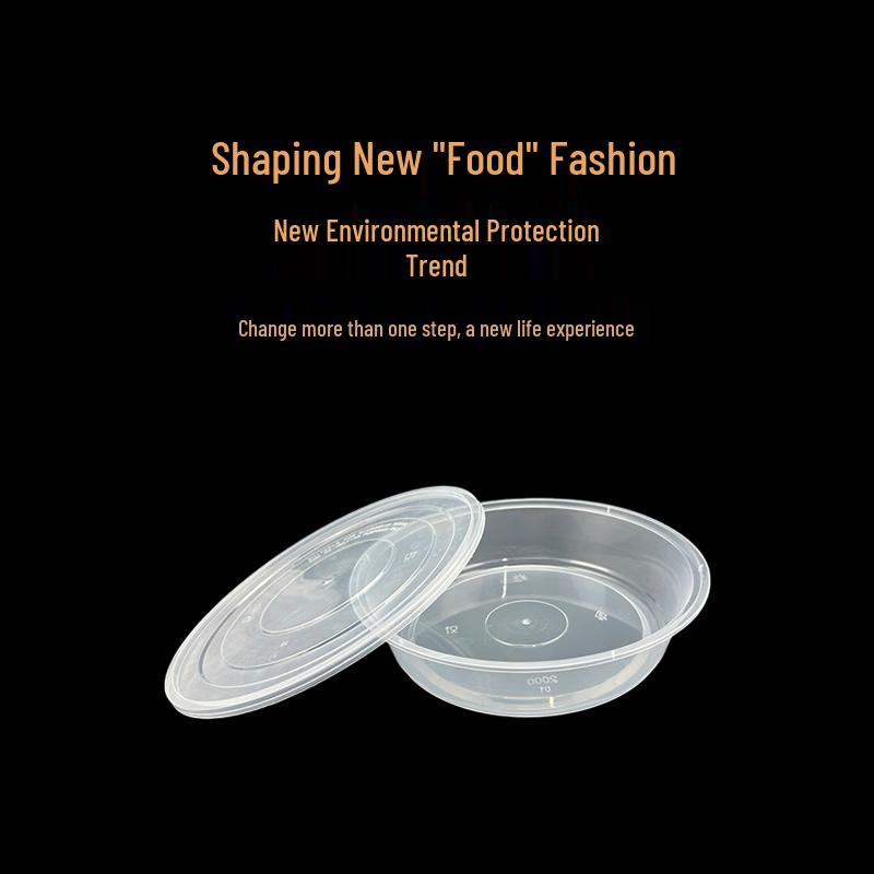 WS 2500ml Disposable Round Food Containers with Flat Lids (90 Sets)
