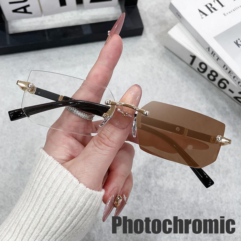 Y2K Women's Retro Square Frame Glasses for Girls Japanese Harajuku Glass Eyewear Rimless Computer Anti-blue Eyeglasses