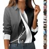 Camicia da Donna Stampata con Bottoni Camicia a Maniche Lunghe Top da Lavoro Business Casual con Tasche Giacca