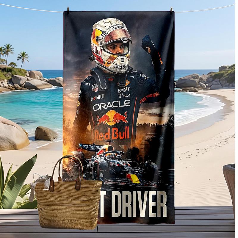 Asciugamano da Spiaggia Max Verstappen Stampa Morbido Portatile Asciugatura Rapida?Asciugamano Asciutto Per Piscina Vacanza Estiva Sport all'Aperto