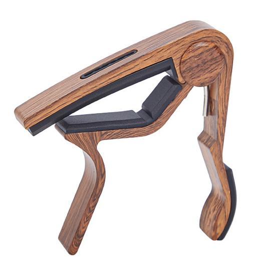 Guitar Capo Wood Grain Multifunction Pick Holder with Pin Puller Aluminium Alloy Portable Capo