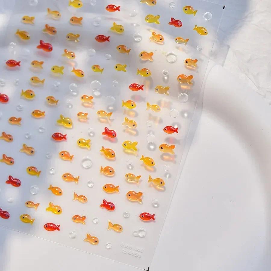 Magical Blow Bubbles Goldfish Bunny Rabbit Cat Kitten Shape Shiny Dreamy Bubbles 5D Nail Art Decorations Sticker Manicure Decal