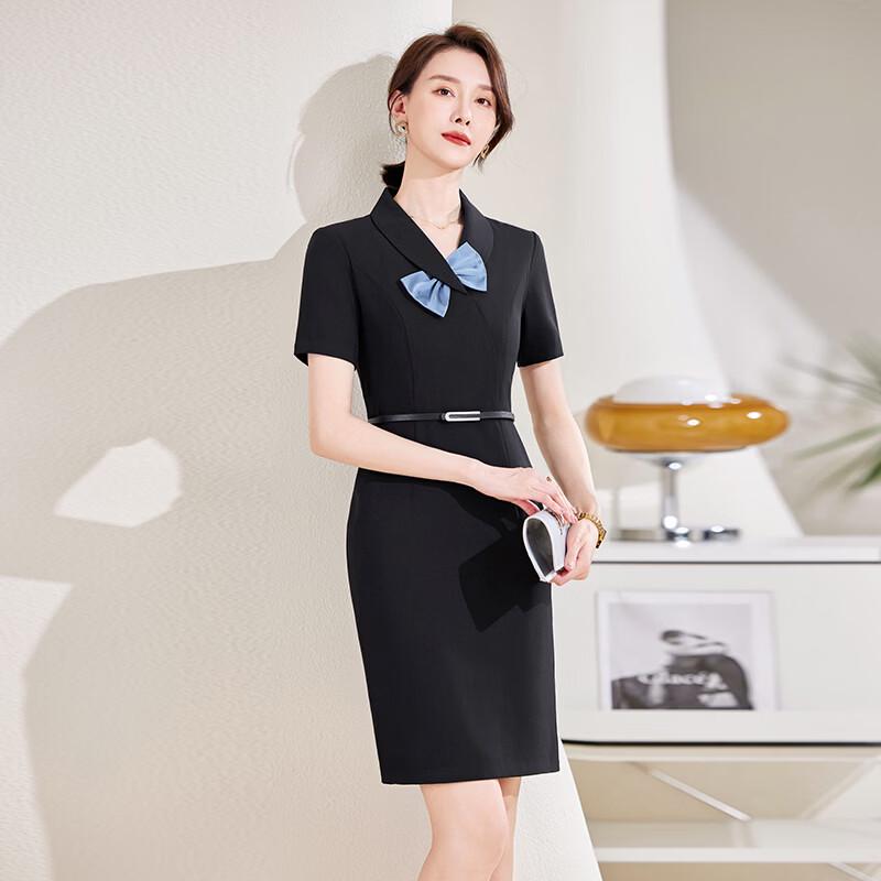 Teluoman Women's Professional Short-Sleeve Uniform Dress