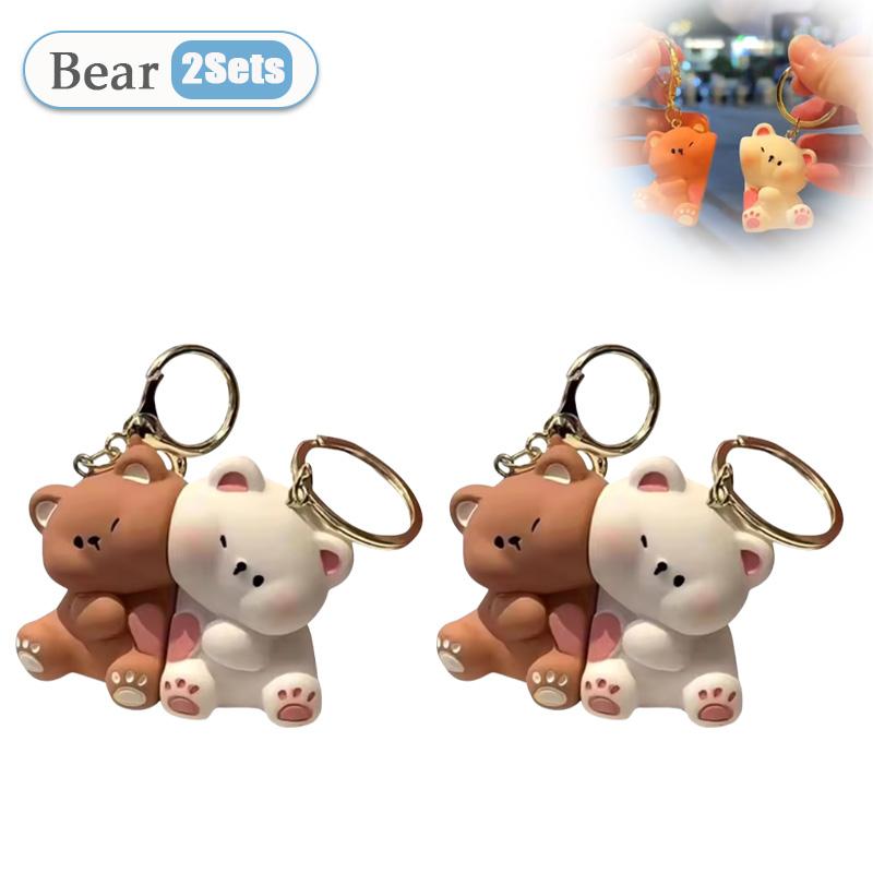 1-20 Sets Niedliches Cartoon-Bärenpaar Magnetischer Schlüsselanhänger Kleiner Anhänger Puppe Kleines Geschenk Spielzeug Harz Kreativer Schlüsselanhänger Schultaschen-Anhänger