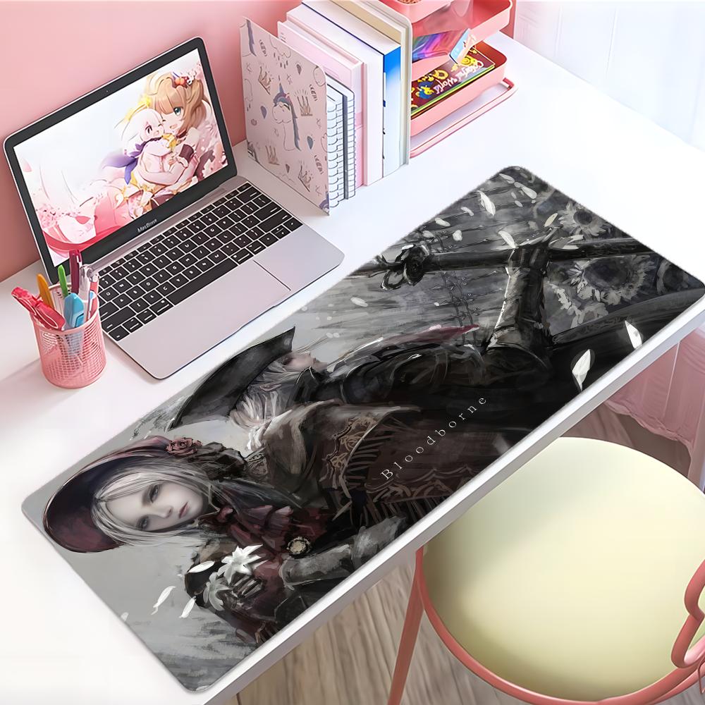 Dark Gothic Game Bbloodborne Mouse Pad Large Thick Desk Pad Stitched Edges Gaming Mouse Mat For Pc
