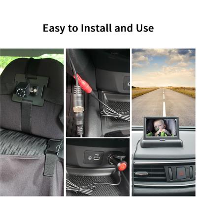 Car Baby Camera 4.3"" Car Monitor with Infrared Night Vision Plug and Play View Infant In Rear