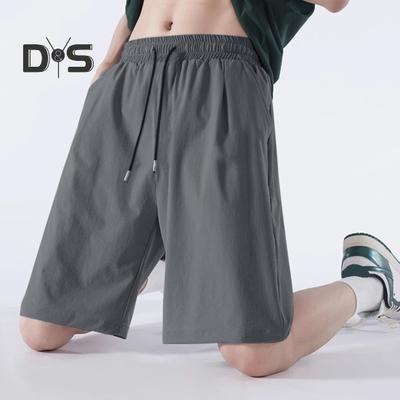 Pantaloni scurți pentru bărbați, talie reglabilă cu cordon, pantaloni casual cu buzunare întărite, culoare solidă, pantaloni scurți largi de vară sport