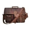 New Vintage Men's Genuine Goat Leather Brown Laptop Satchel Messenger Briefcase
