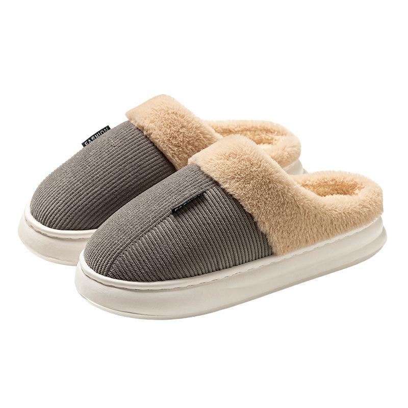 2025 winter new large size cotton slippers home indoor piled thickened warm non-slip comfortable slippers