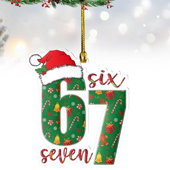 67 Funny Christmas Ornaments 2025 Handmade Santa Ornament Six Seven Meme Decoration Rearview Mirror Holiday Gift Decor