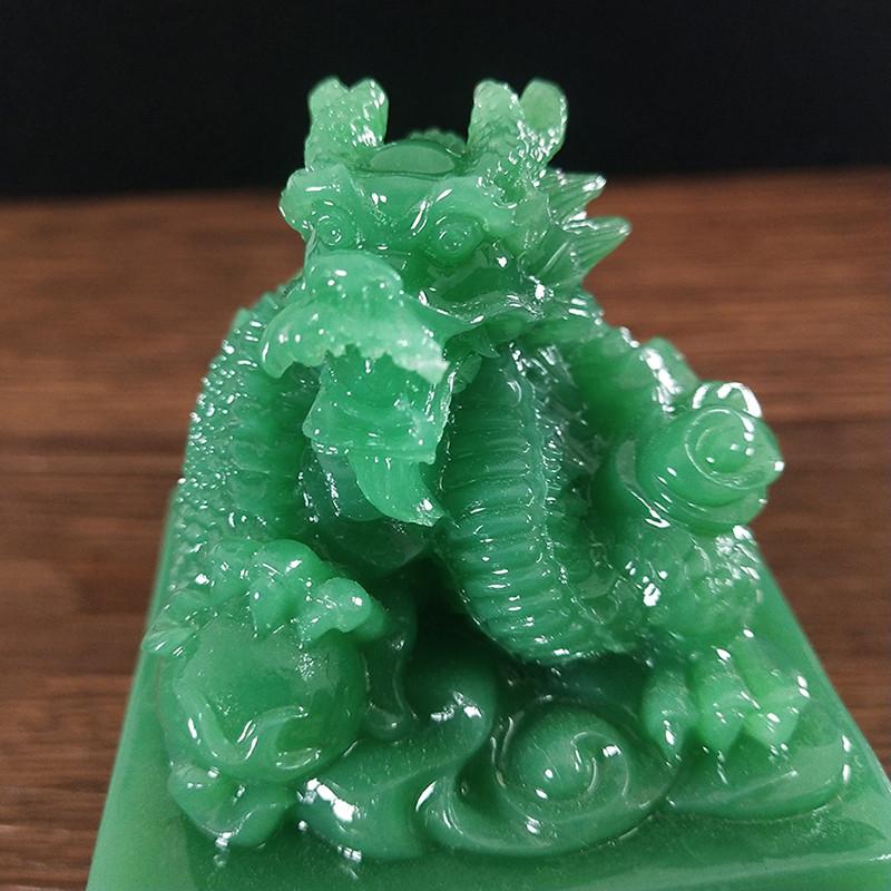 Chinese Dragon Statues Figurine Big Man-made Stone Imperial Jade Seal Crafts Year Zodiac Dragon Sculpture Home Decoration