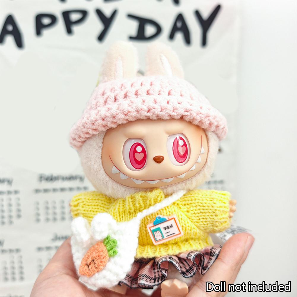 For 17cm Labubu Dukkeklær Moteklær Hettegensere Dukkeklær Fargematch Hettegensere Dukker Tilbehør Søt dekorasjon Små kluter