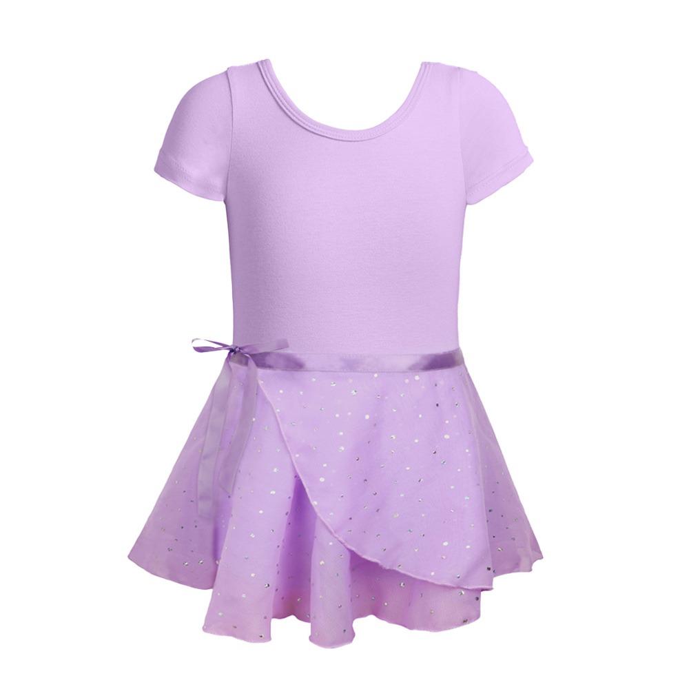 Cotton Gymnastics Leotards Short Sleeve Ballet Bodysuits Fashion Ballet Dress  Children