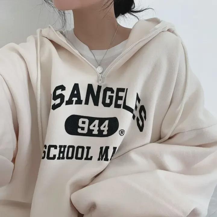 

Женская толстовка с капюшоном из бархата - свободная, утолщенная, осень/зима 2022, большой размер XL