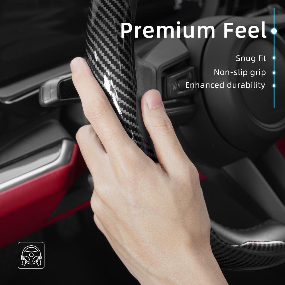 Suitable for Skoda Carbon Fiber Texture Steering Wheel Cover with Segmented Quick-Release Design, Durable, for Octavia Kamiq Fabia Kodiaq Karoq Enyaq