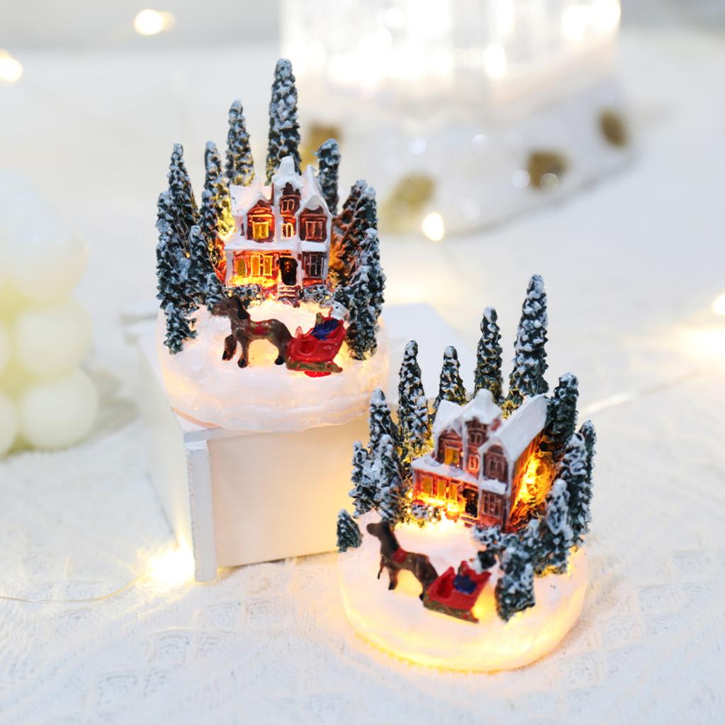 Luminous Small Christmas Village Decoration - LED Lighted Snow Scene, Perfect For Home