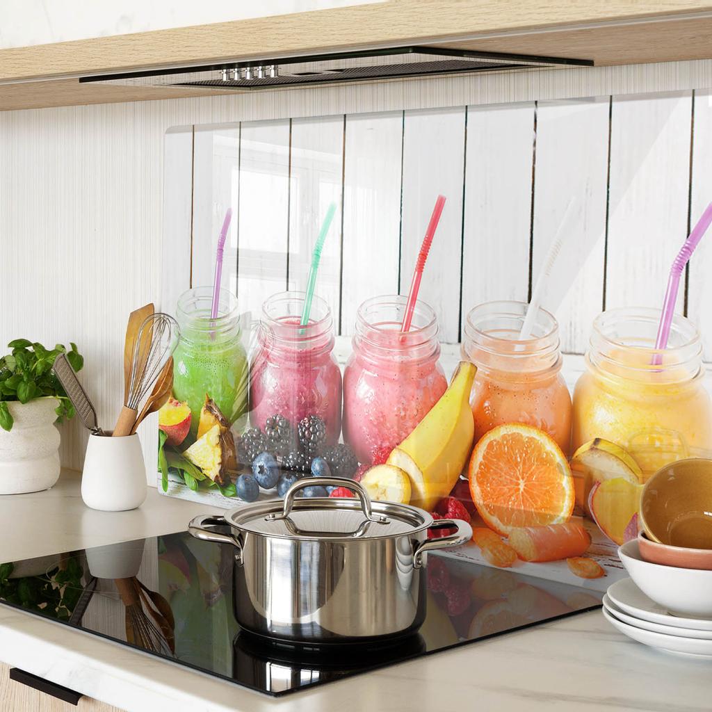 Decorative Glass Kitchen Chopping Board for Fruit Cocktails 80x52 cm