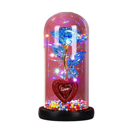 Ewige Rose Geschenk für Frauen Mama Ehefrau Leuchtende Ewige Rose Blume in Glasglocke Romantisches Geschenk für Hochzeiten Valentinstag Jahrestag