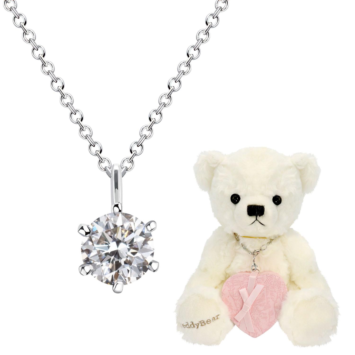 

Single CZ Zirconia Solitaire Necklace Pearl White Teddy Bear Set [Sears] Women s p5412-tdt-01-w