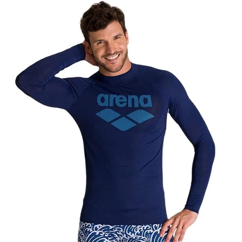 Mens Long Sleeve Rash Guard UPF 50 Quick Dry Compression Swim Shirt Surfing Diving Water Sports