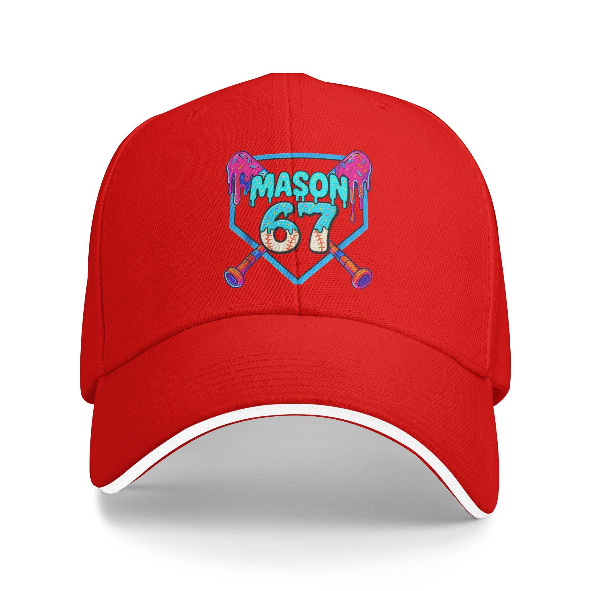 Mason 67 Funny Ice Cream Drip Baseball Meme Design Baseball Cap Men Design Trucker Hat Spring Fashion Outdoor Sport Baseball Cap As Picture