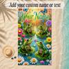 Frog Theme Soft Beach Towel Personalized Custom Name Text Towel Portable for Beach Pool Travel