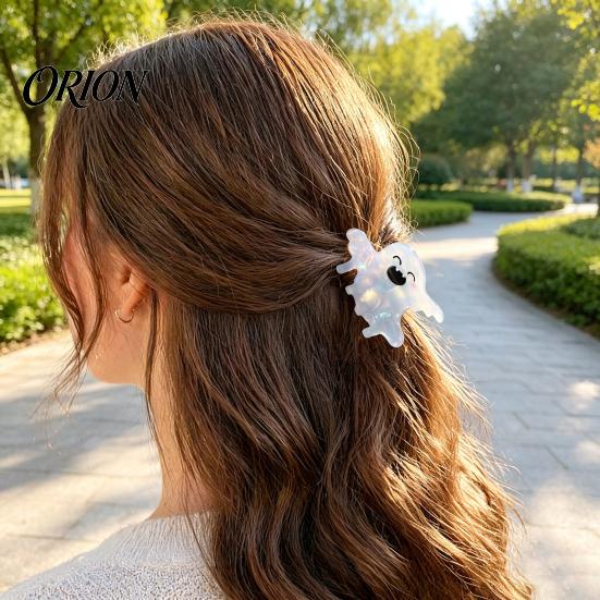 Smiling Face Hair Clip Halloween Claw, Cute Ghost Gripper, Firm Grip with Shimmer Gripper for Medium Long Hair, Comfortable Stylish Accessories Women