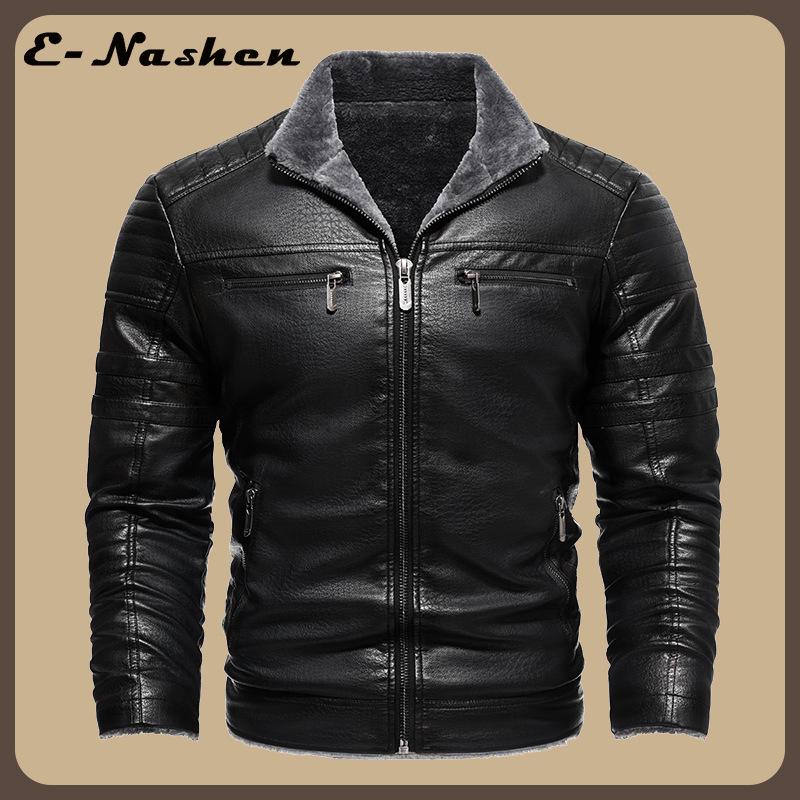 Men's Retro Faux Leather Jacket with Multi-Pockets, Fleece-lined PU, Business Casual Outerwear