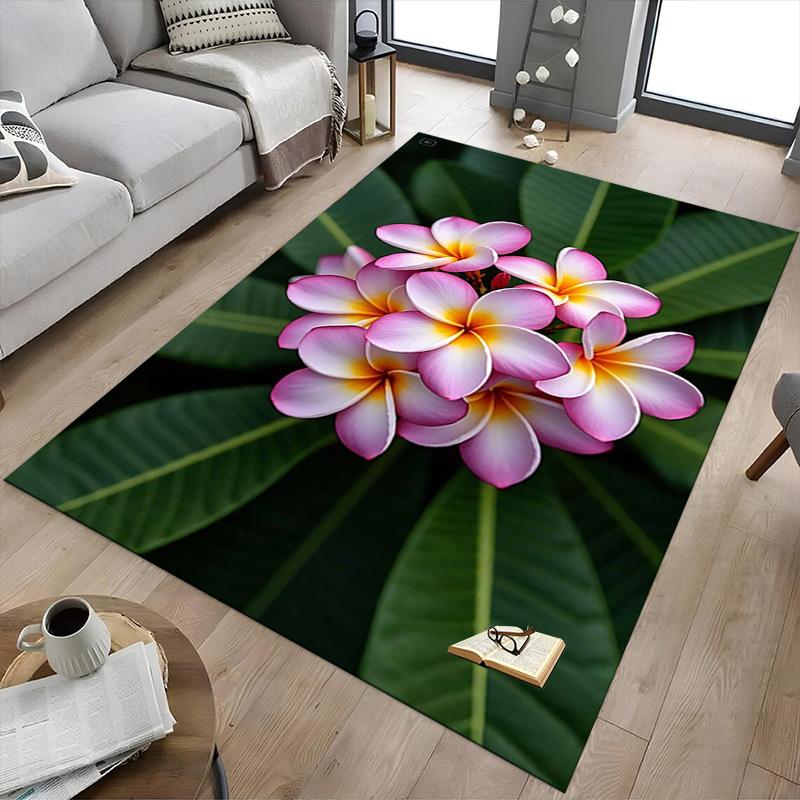 1PC Flores de Plumeria Extra Grandes Alfombra de Piso Antideslizante, Oficina, familia, dormitorio, Estudio Alfombra de Área Grande Alfombras de Interior, , Colores Vibrantes
