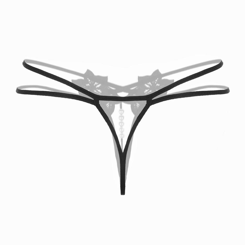 Sexy G-string T Panties Female Underwear Lace Thongs Women's Pants Sexy Pearl Panties Erotic Women Crotchless Panties Plus Size