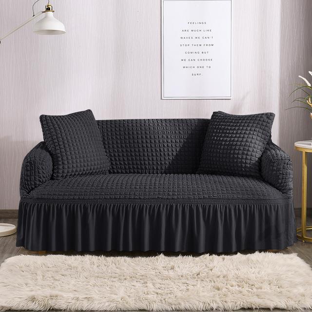 European Jacquard Sofa Cover Sofa Cover Fabric Solid Color Lightweight Luxury Full Set Living Room