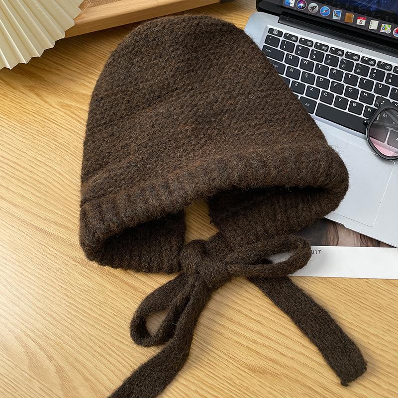 Hat Women's Winter Large Head Circumference High end Balaclava Warm Ear Protection Knitted Hat Showing Face Small Woolen Hat