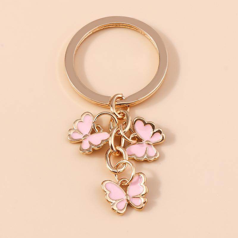 Cute Colorful Butterfly Keychains Enamel Animal Keyrings Souvenir Gift for Women Men Handbag Pendants Key Chains DIY Accessories