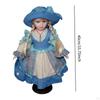 15.75'' Porcelain Doll Ceramic Beautiful with Hat and Hair Decorative for Ornament